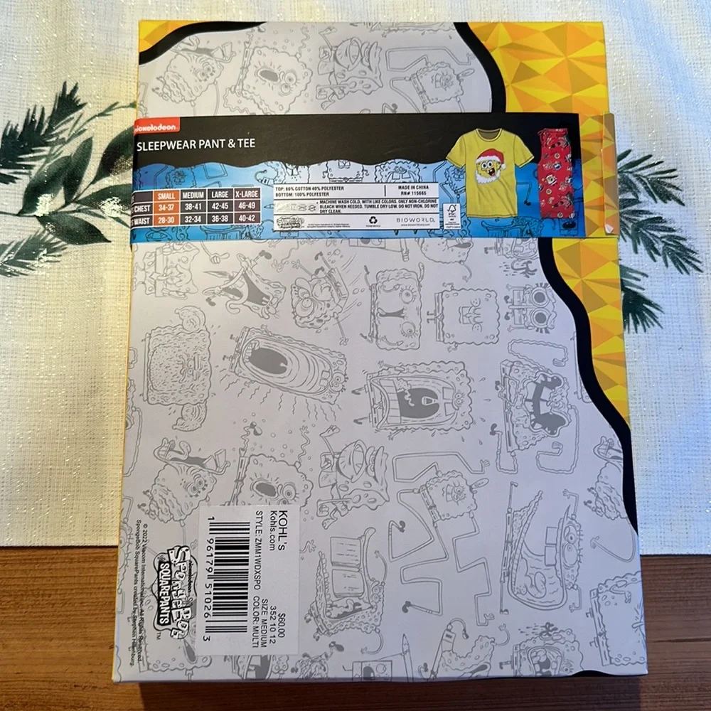 Men’s SpongeBob Christmas Sleepwear Pants And Shirt Set - Picture 4 of 8